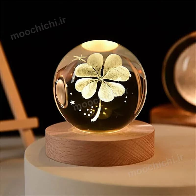 چراغ خواب گوی کریستال شبدر - موچی چی